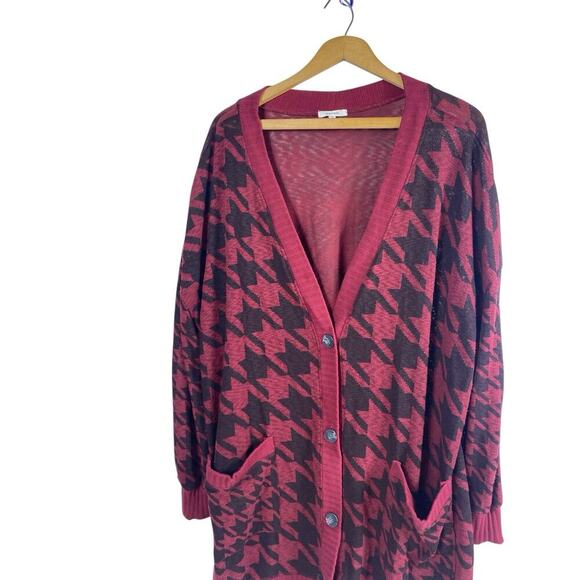 Maurices Oversize Grandpa Cardigan Sweater Houndstooth Dk Academia Old Money 2X - Picture 3 of 10